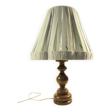 Grande lampe pied bois tourné