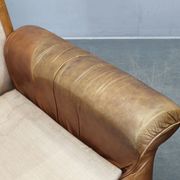 Paire de fauteuils lounge en cuir buffle cognac Arcon Italia
