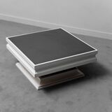 Coffee table wood 70s glass vintage modern