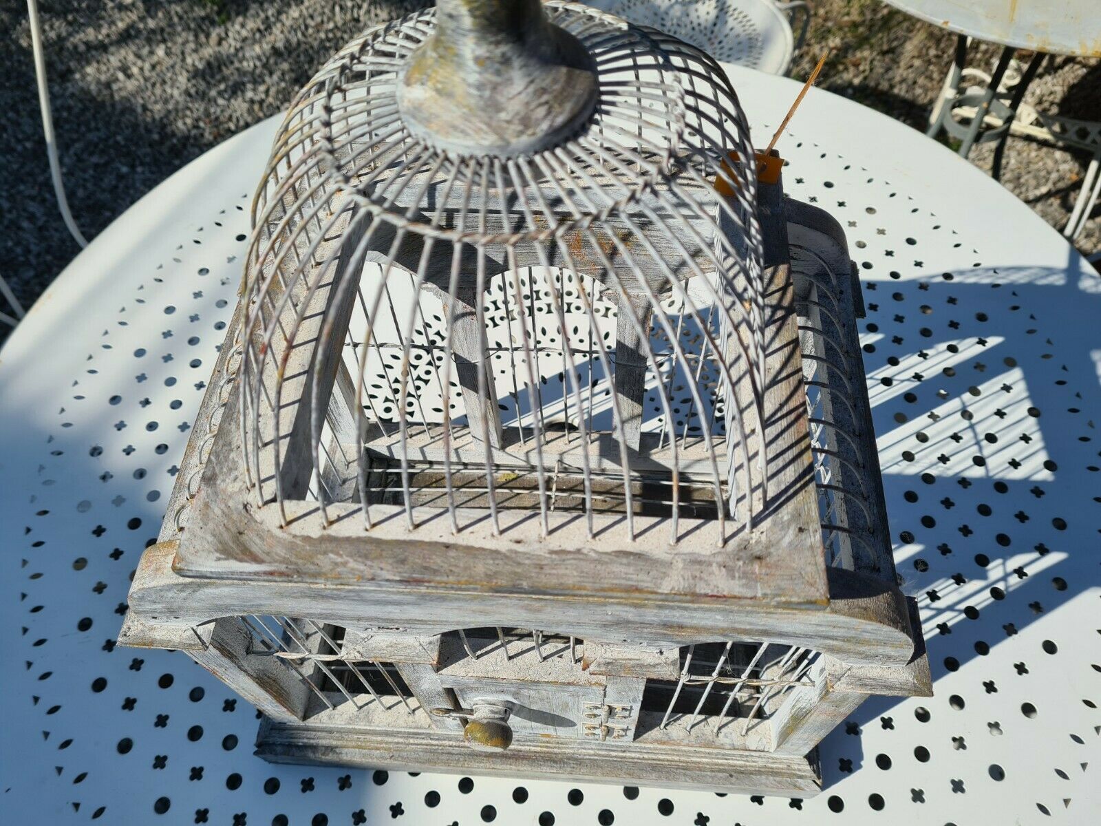Iron and wood bird cage