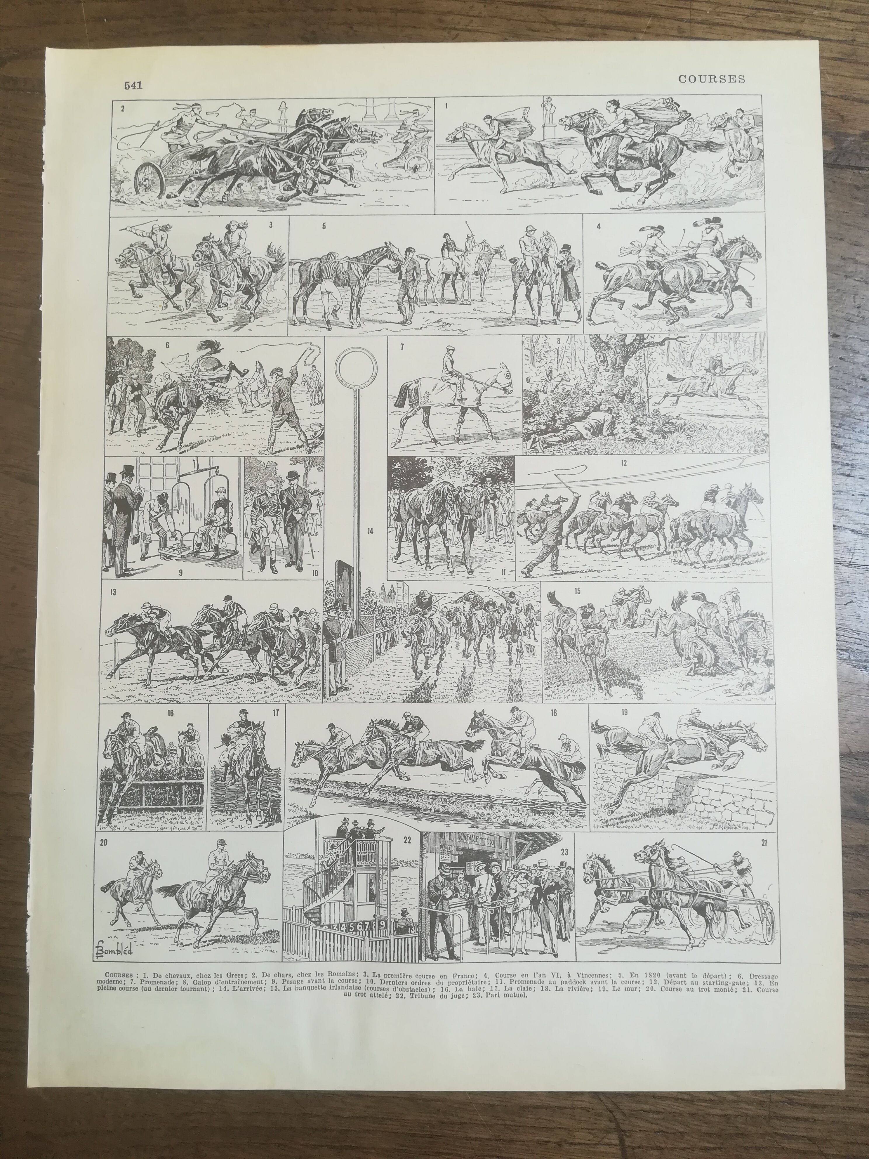Lithograph on horse racing from 1928