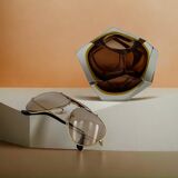 Murano Sommerso- Handmade Glass Vase in Hazelnut Brown and Gold, 1960s