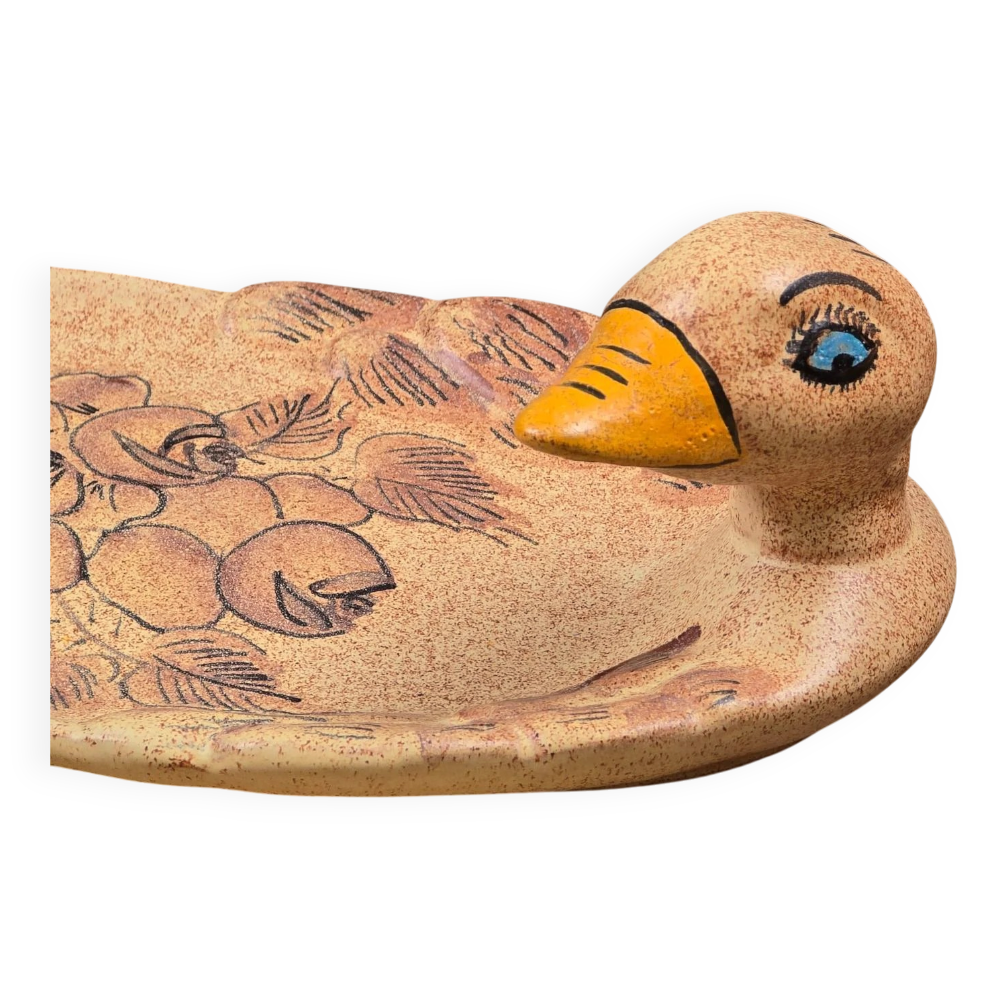 Ceramic foie gras dish from Vallauris – engraved floral decoration