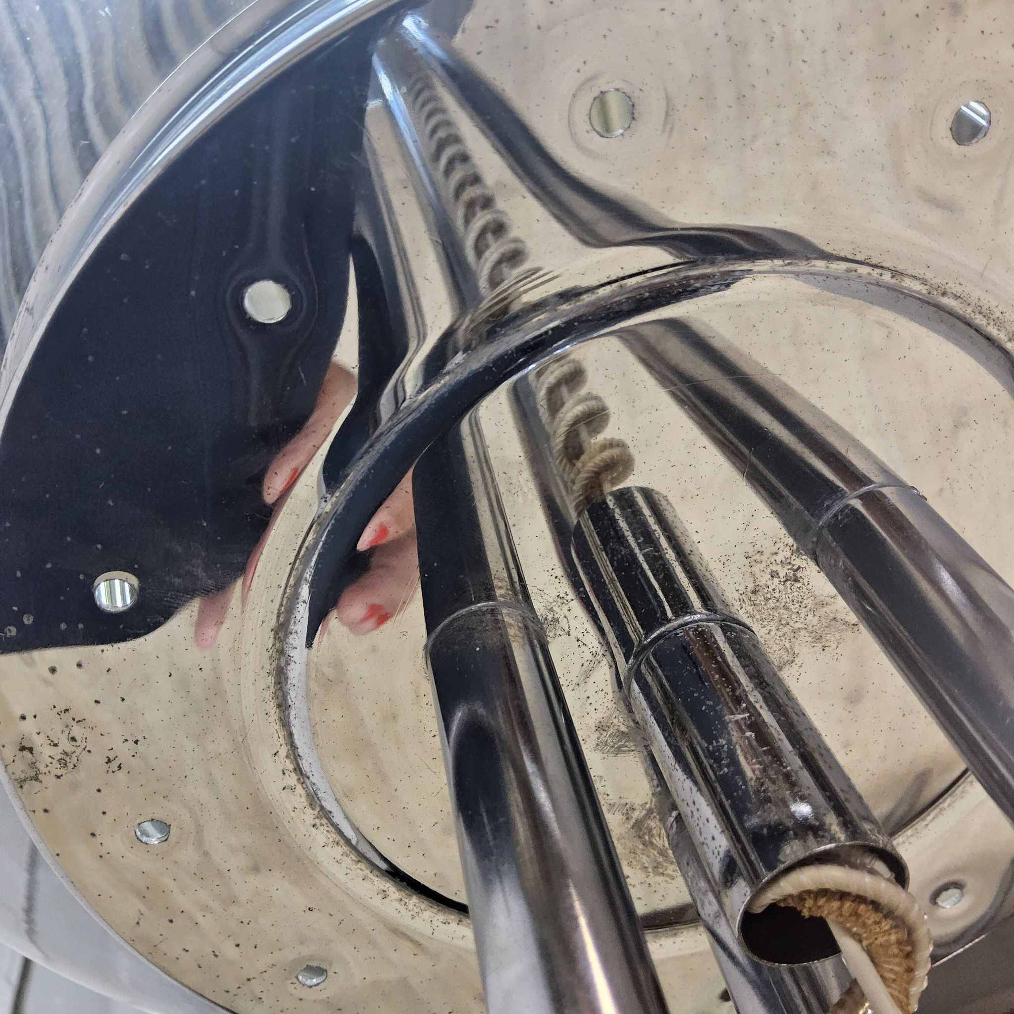 Vintage Italian Space Age floor lamp chrome and glass (70s)
