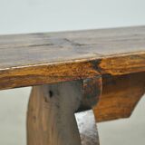 HANDMADE antique wooden French farmhouse bench, 1930s