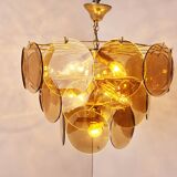 Mid century glass disk chandelier, 1970s