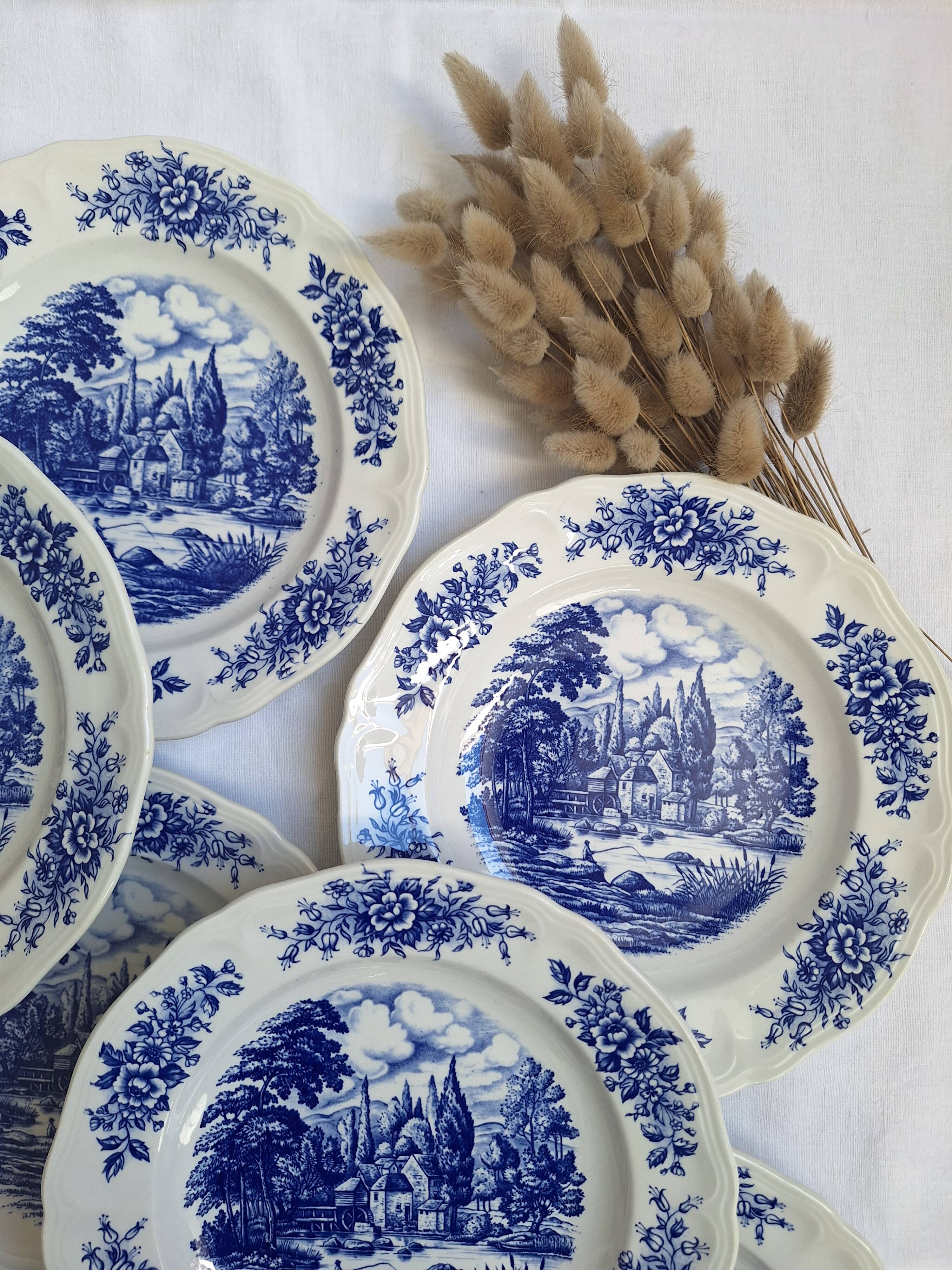 Assiettes creuses Moulin des Loups bleu