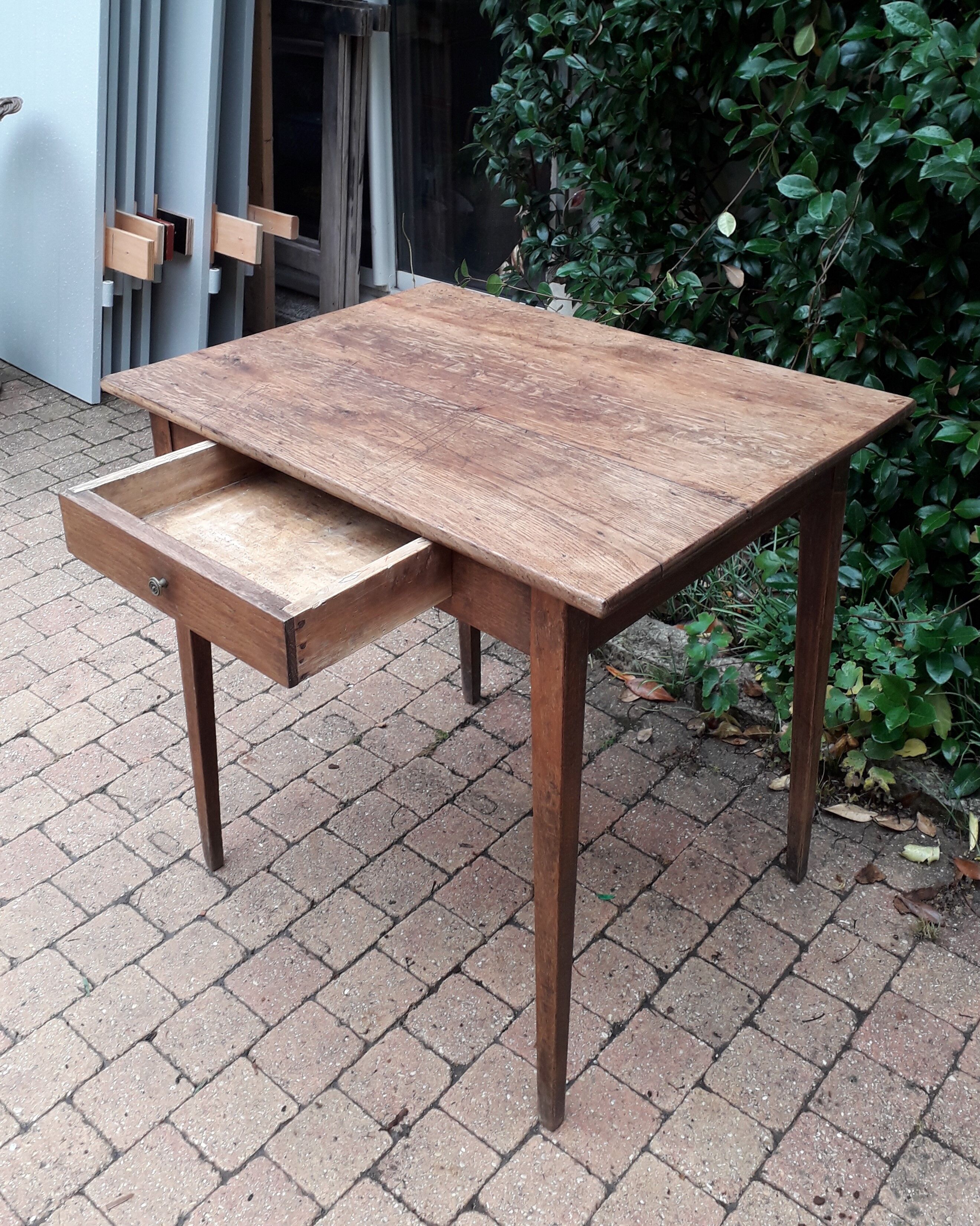 Old end table in oak