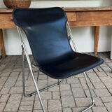 Leather and metal folding chair