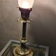 Lamp gilded bronze art nouveau, tulip blown glass with pattern