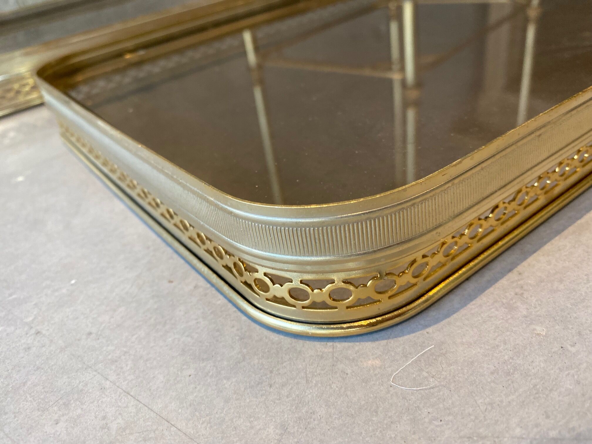 Gilded brass table and glass