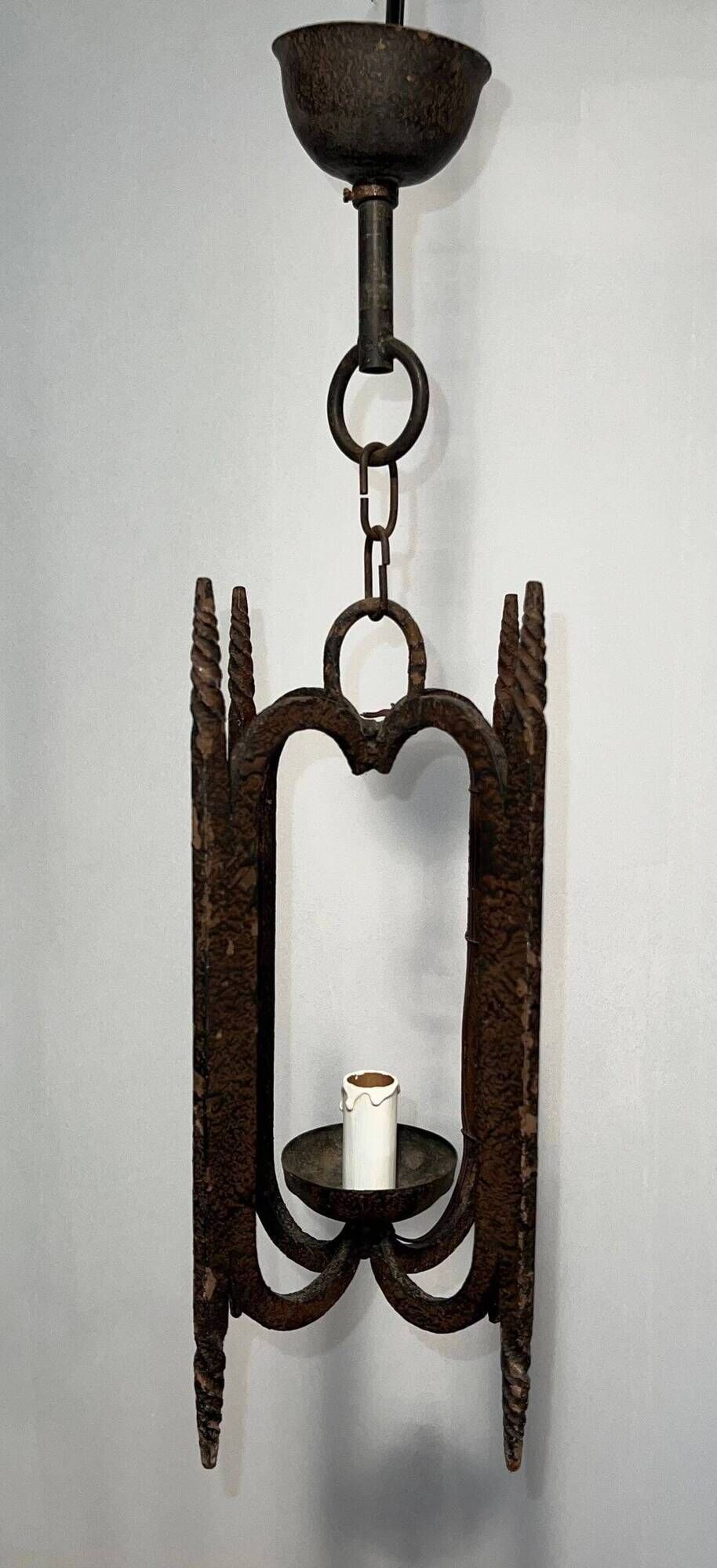 Suspension en fer forgé, travail français, circa 1950