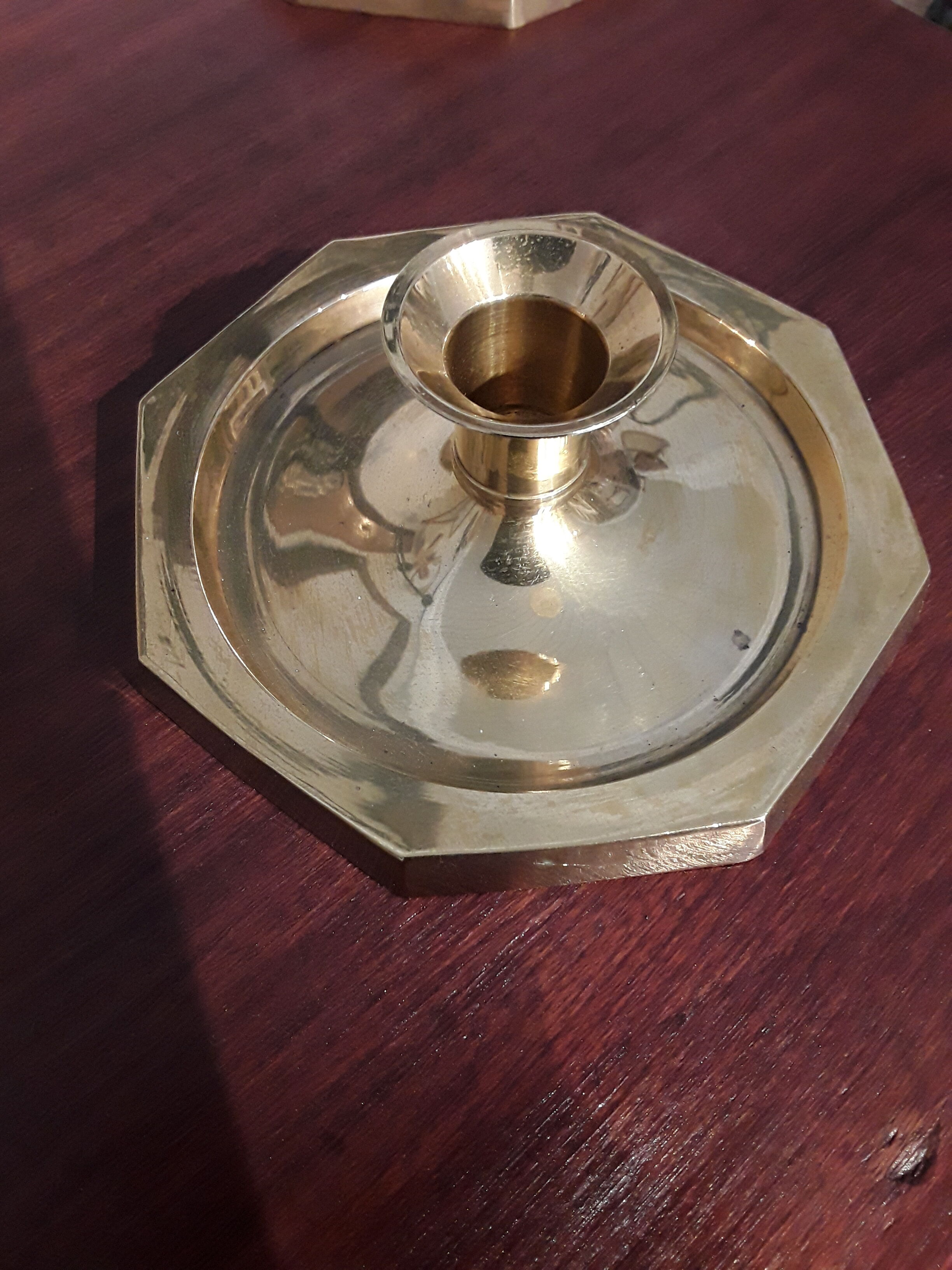 Pair of brass candle holders