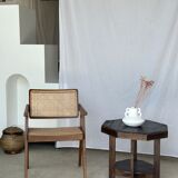 Pedestal table or small octagonal side table quadripod base with modernist spacer