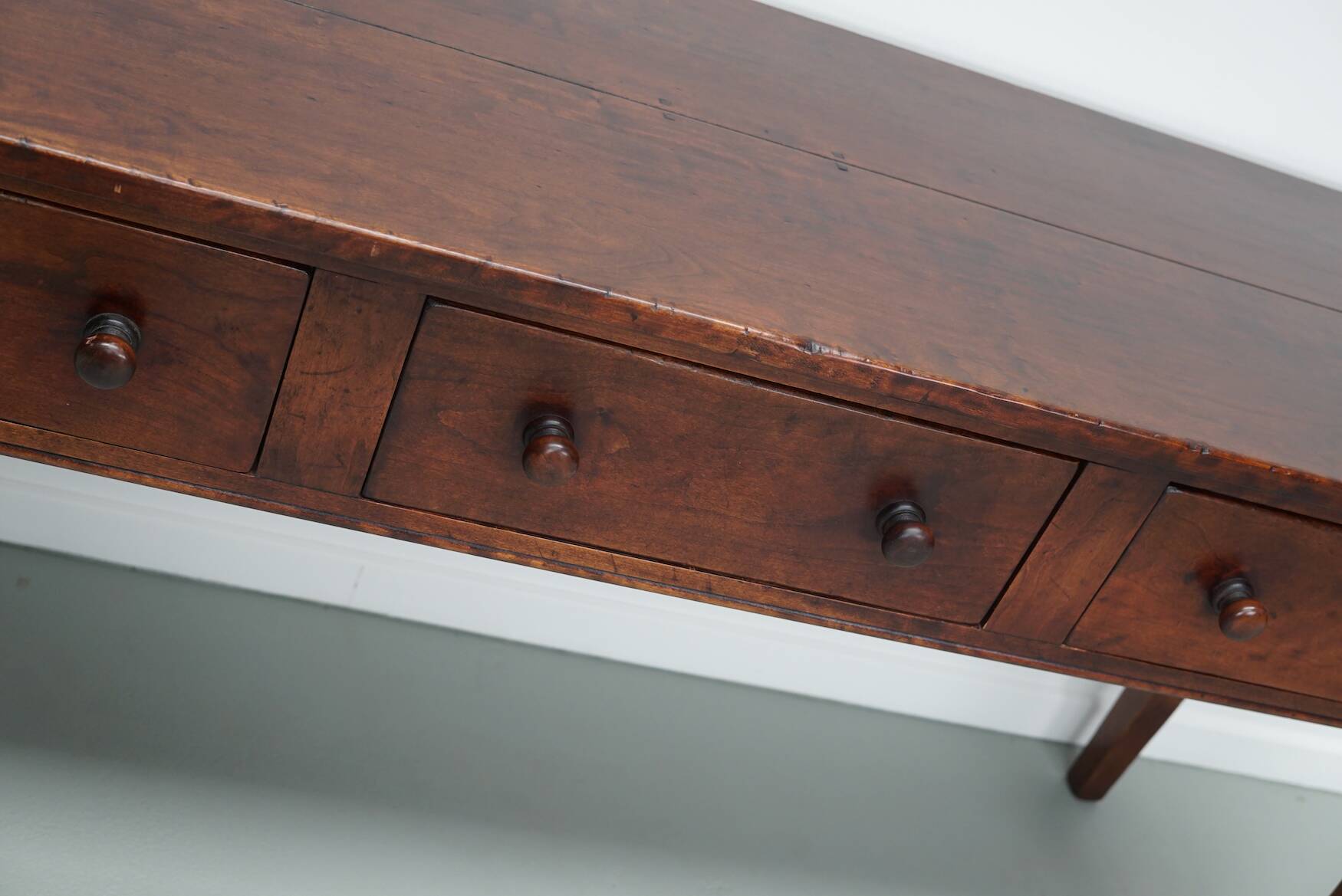 Vintage English Rustic Farmhouse Beech Side Table, 1950s