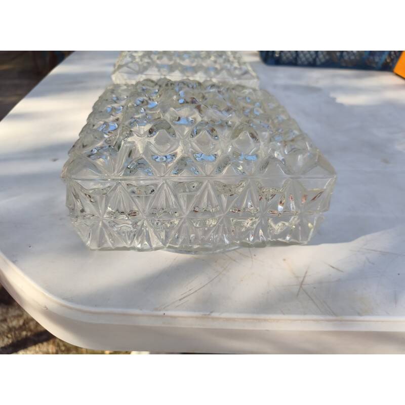 Pair of transparent glass ceiling lights from the 1960s.