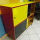 Vintage storage cabinet/sideboard with shelves, wood, formica, carlene