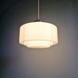 Art Deco pendant light in white opaline, 1920s-30s