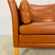Vintage retro danish mogens hansen 2 person cognac leather sofa