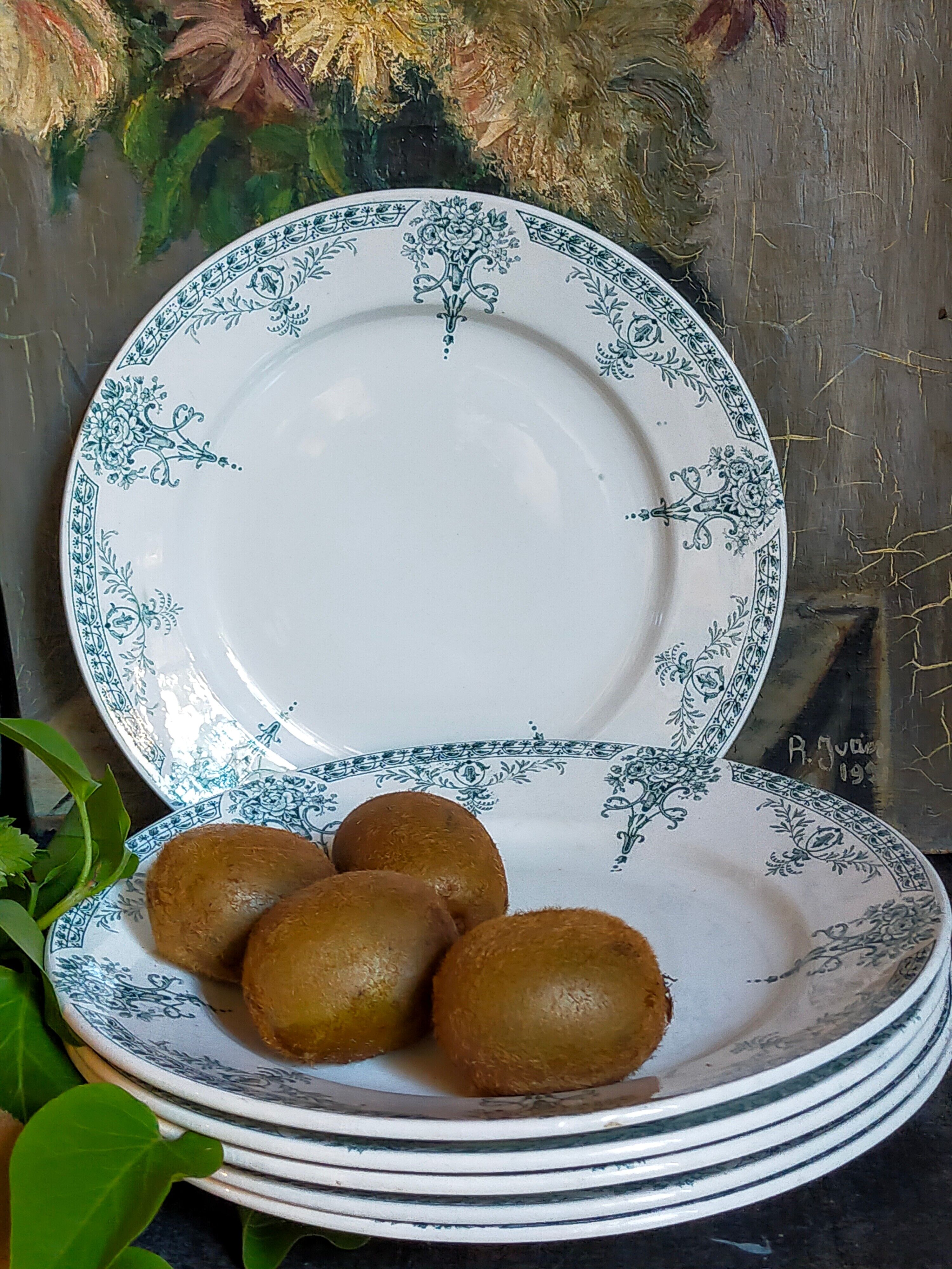 Six old plates iron earth of lunéville model lugano late nineteenth
