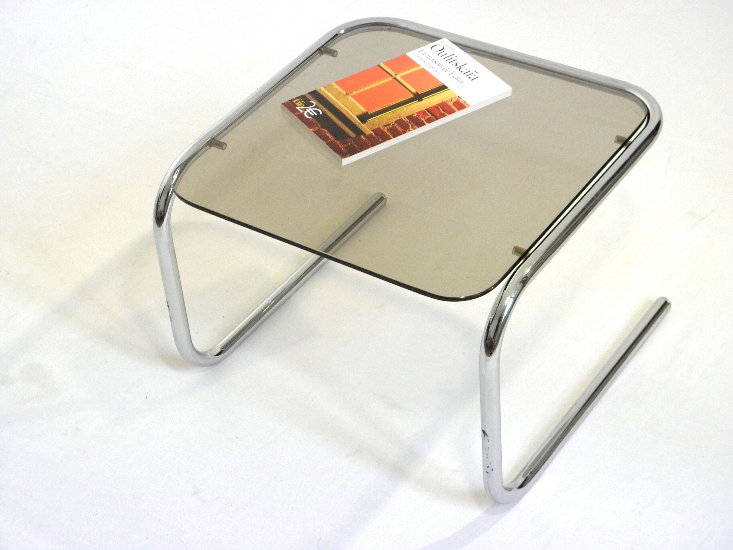 Two tables gigognes glass and chrome