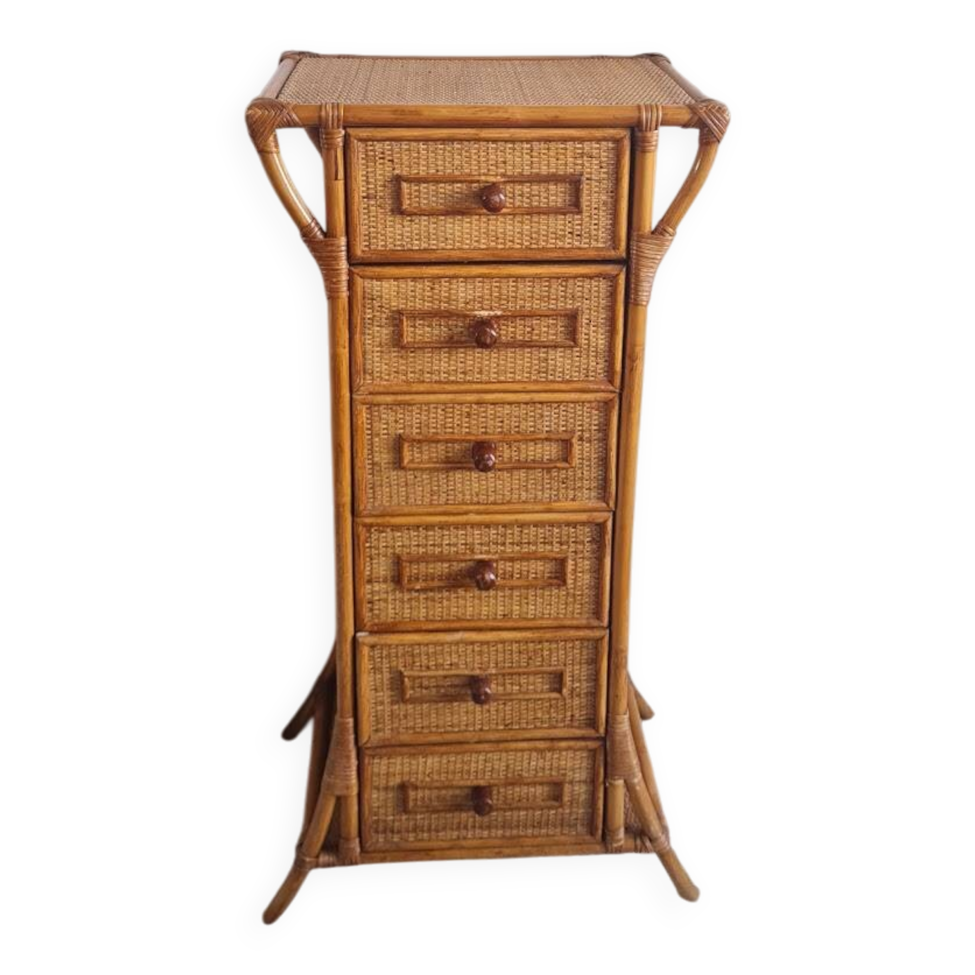 Rattan chest of drawers from the 1970s.