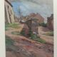 Watercolor by henri chartier: village streets around 1900, military painter