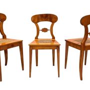 Biedermeier Board Chairs in Cherry Veneer and Mesh, Vienna, 1830s, Set of 6
