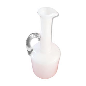 Old carafe in white blown glass, glass cove