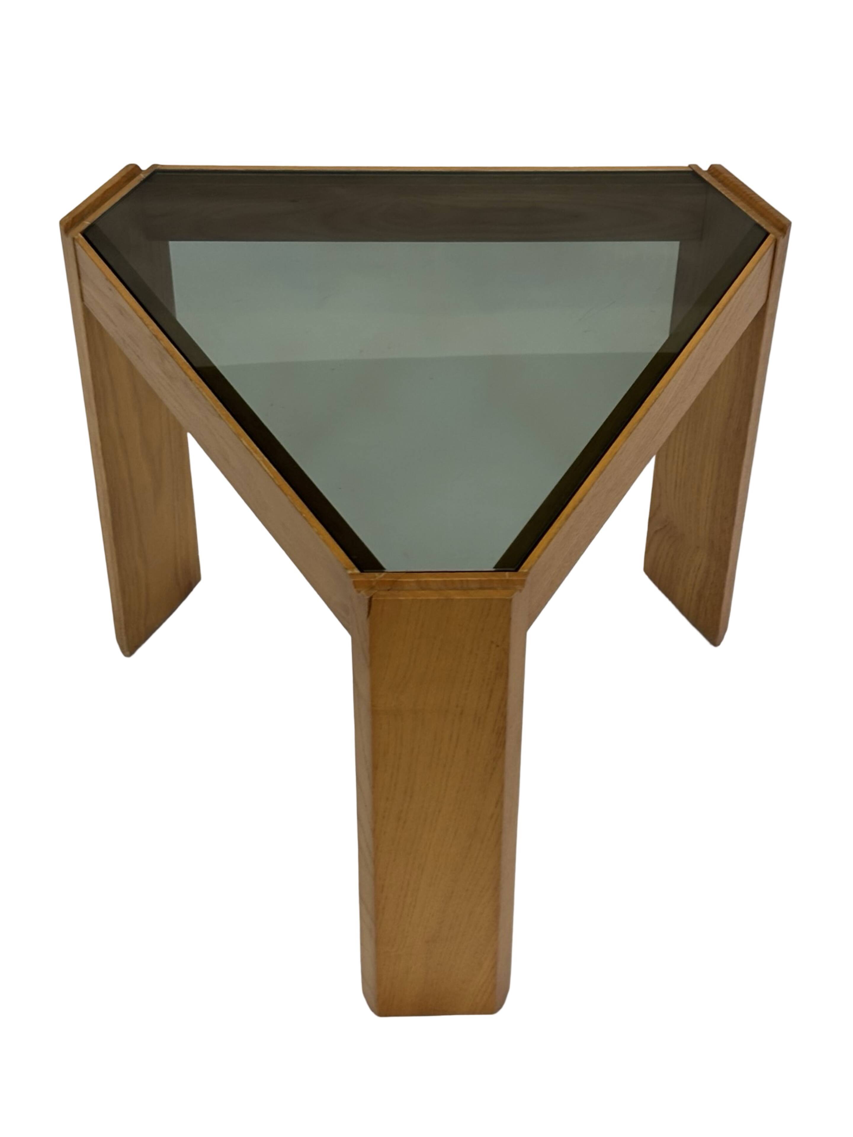 Vintage side table by Porada Arredi, 1970s wood and glass