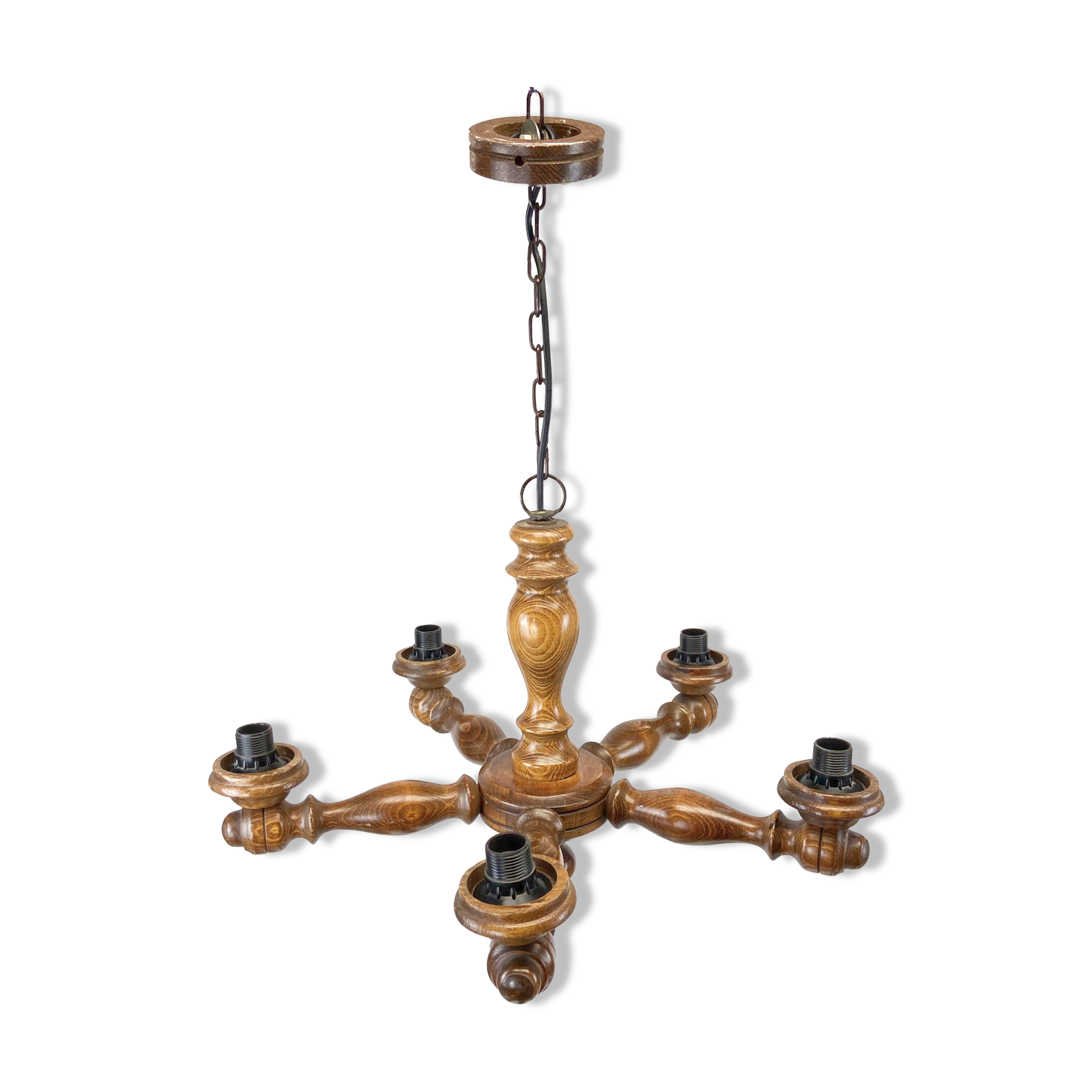 Rustic wooden chandelier - 5 fires - seaside
