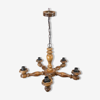 Rustic wooden chandelier - 5 fires - seaside