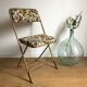 Chaise pliante vintage lafuma chantazur au tissu brodé fleuri