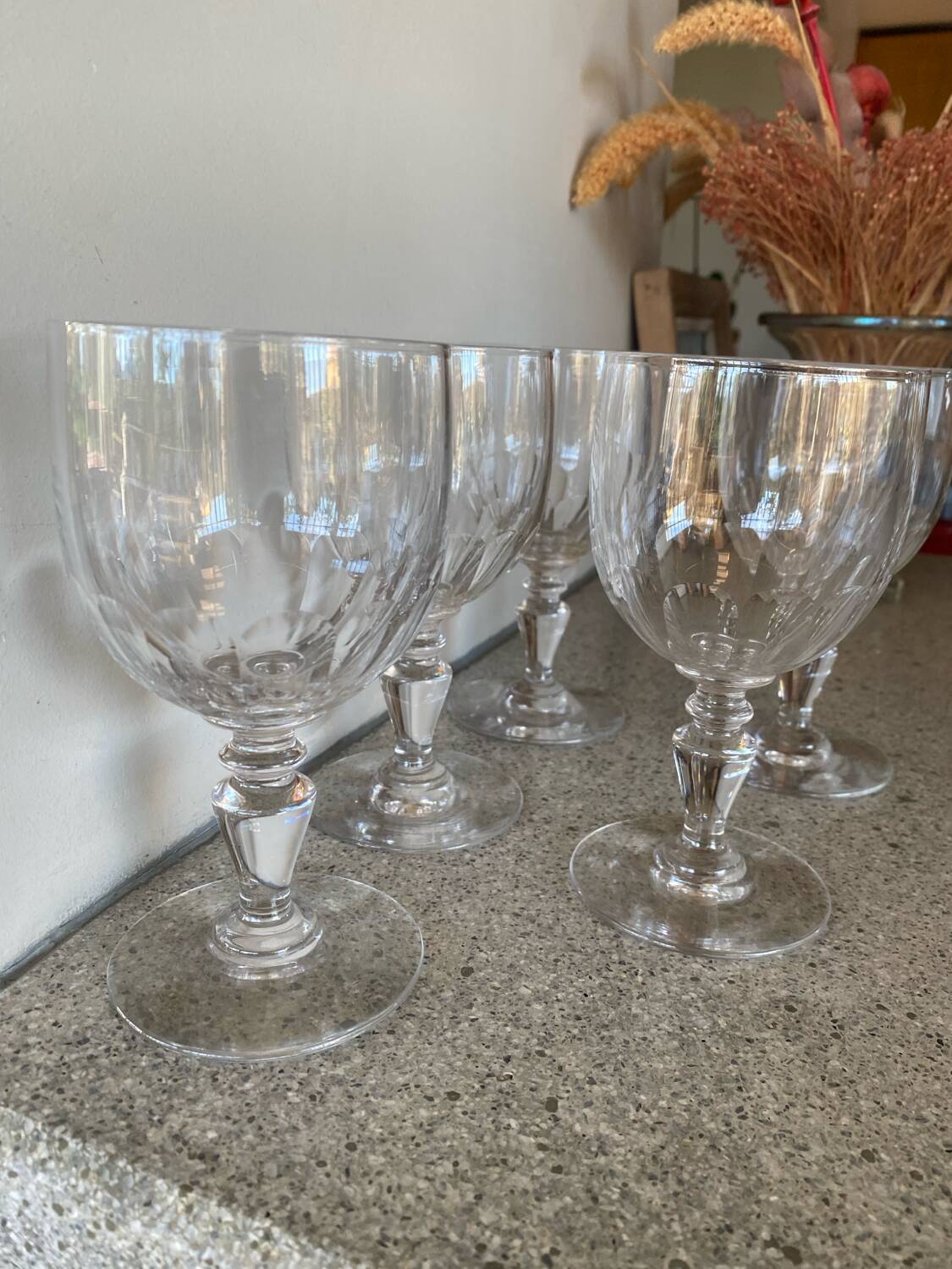 Set of 6 large Baccarat crystal wine glasses, balloon model