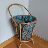 Wicker worker round basket with work, knitting