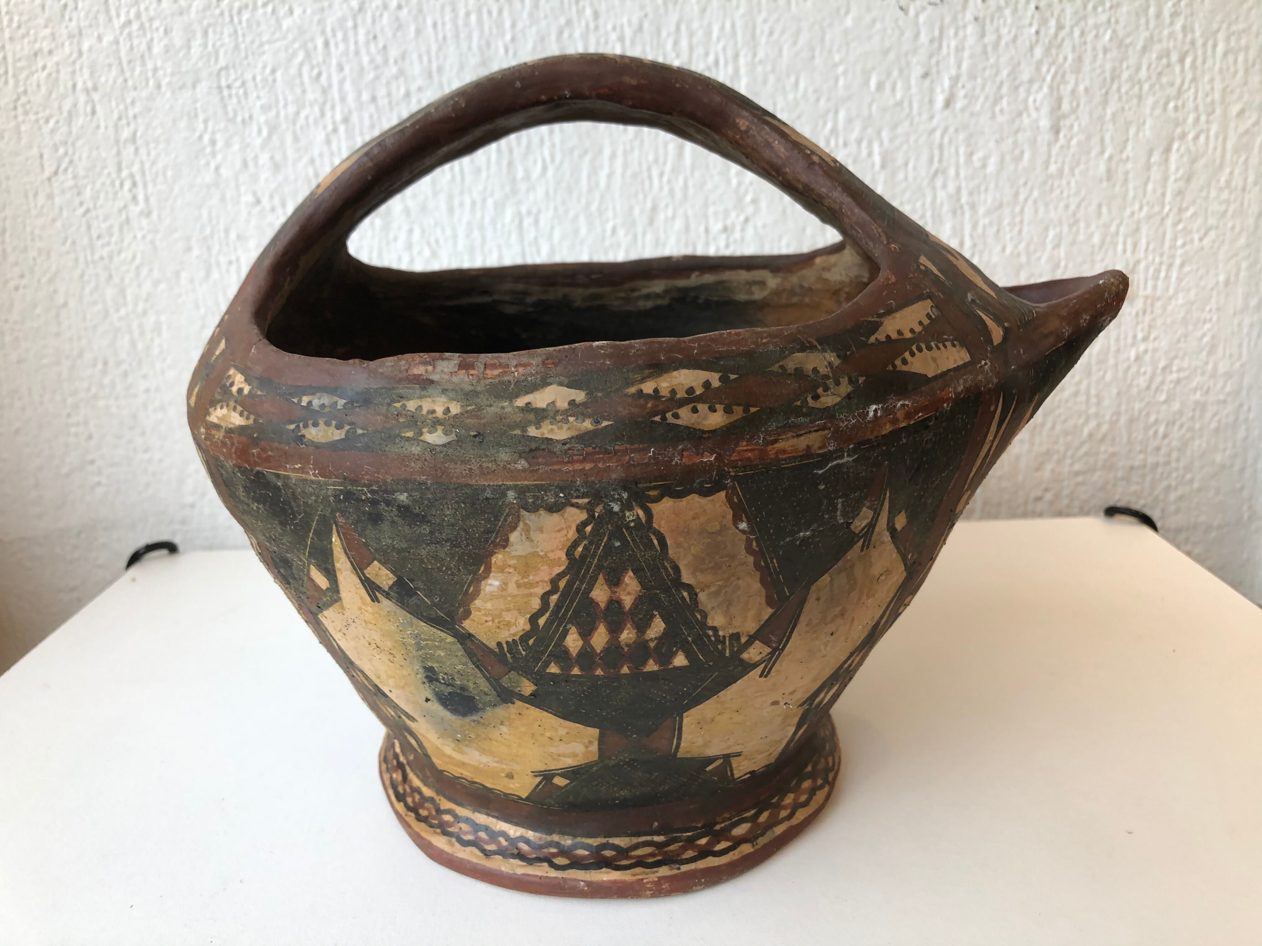 Pottery or Kabyle jug. Algeria around 1950 . Ethnic Popular Art