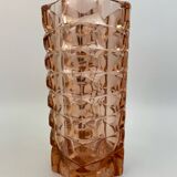 Large pink glass vase in Art Deco style