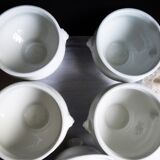 White onion soup bowls with lids, French soup bowls.