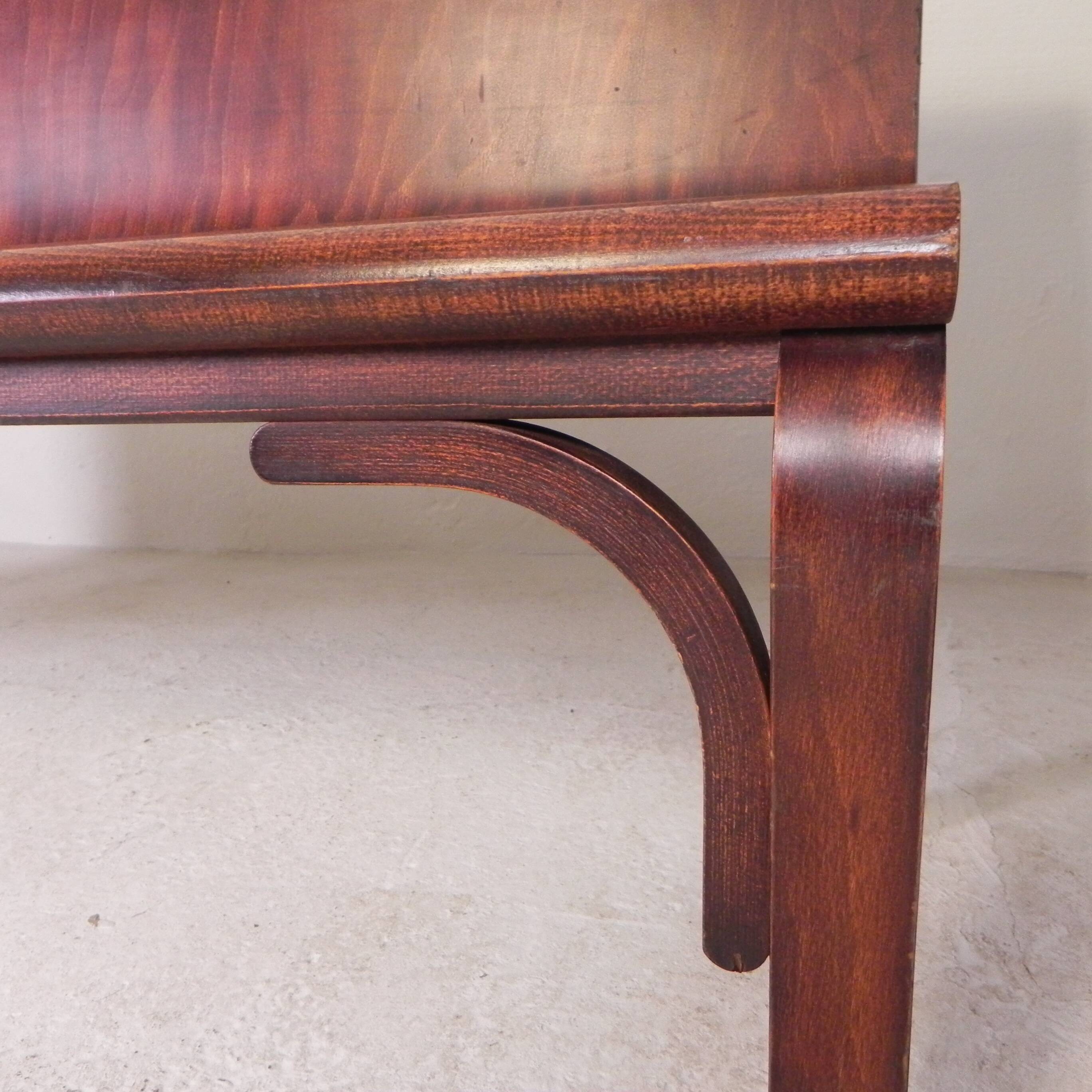 Cafe bench with curved plywood seat, 1990s