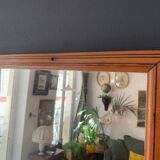 Large rectangular antique wall mirror in vintage wood, 1930