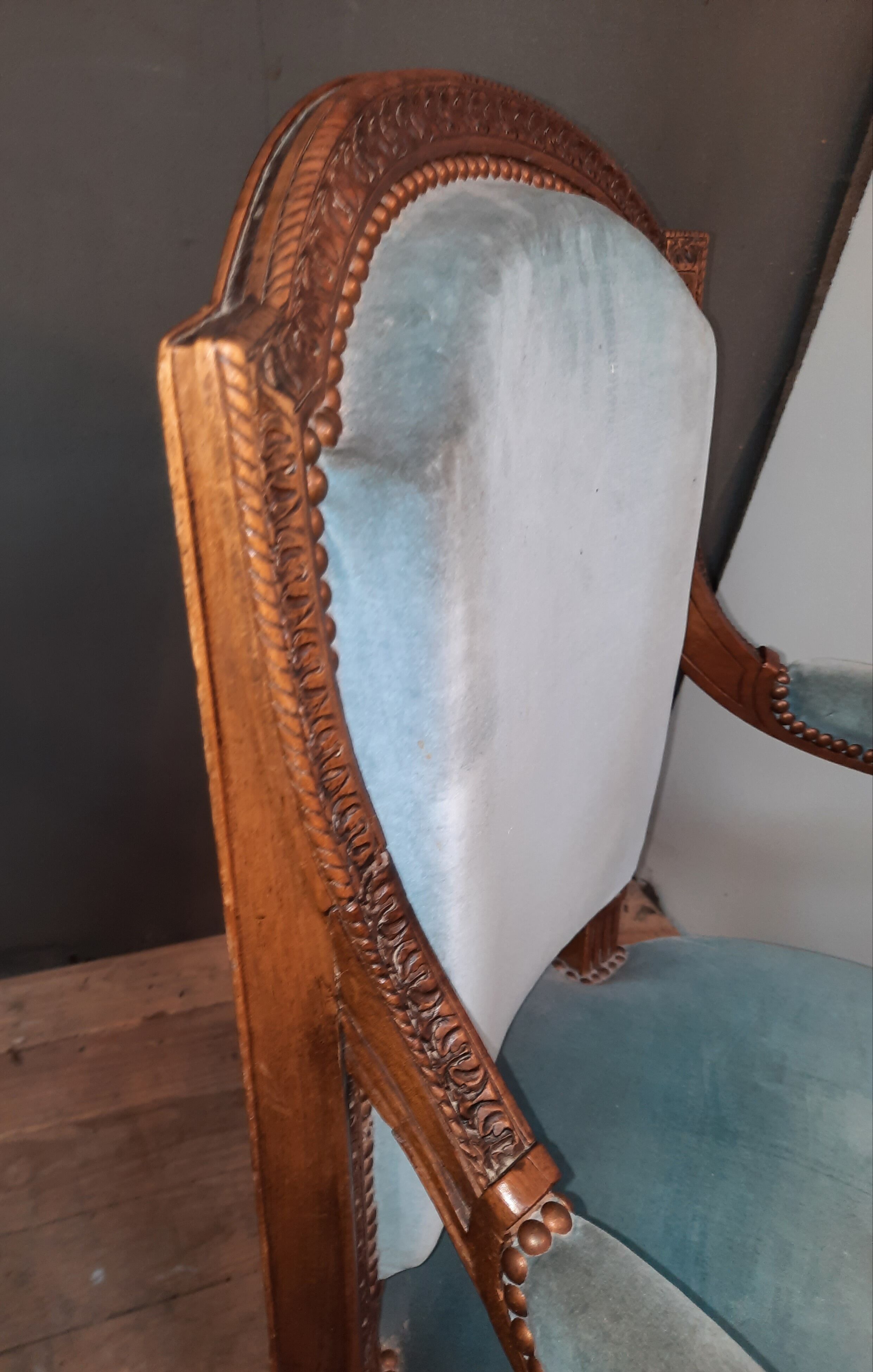 Pair of Louis XVI style armchairs