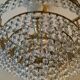 Vintage chandelier cascade of crystal and brass tassels
