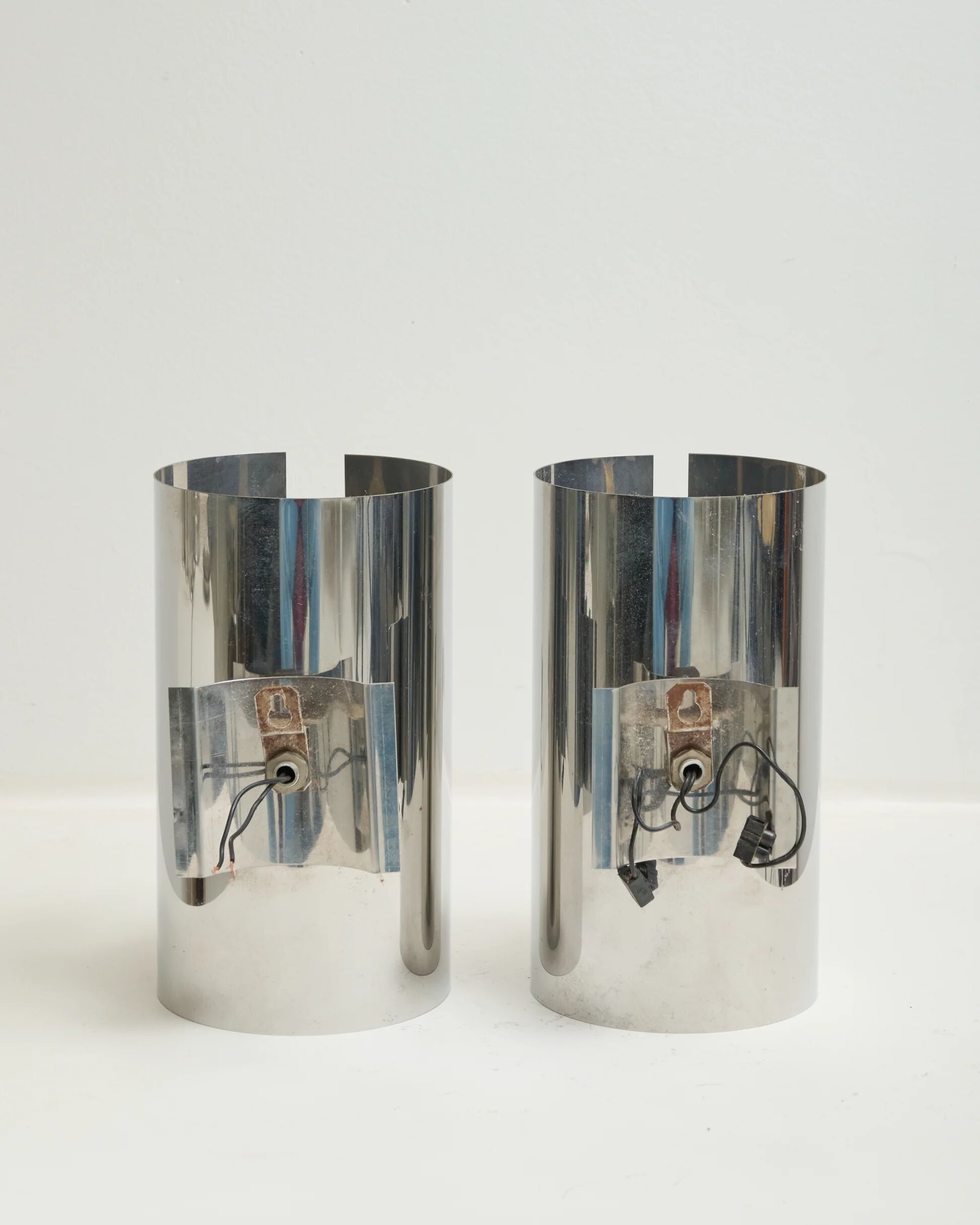 Pair of chrome wall lights with slits, 1970s