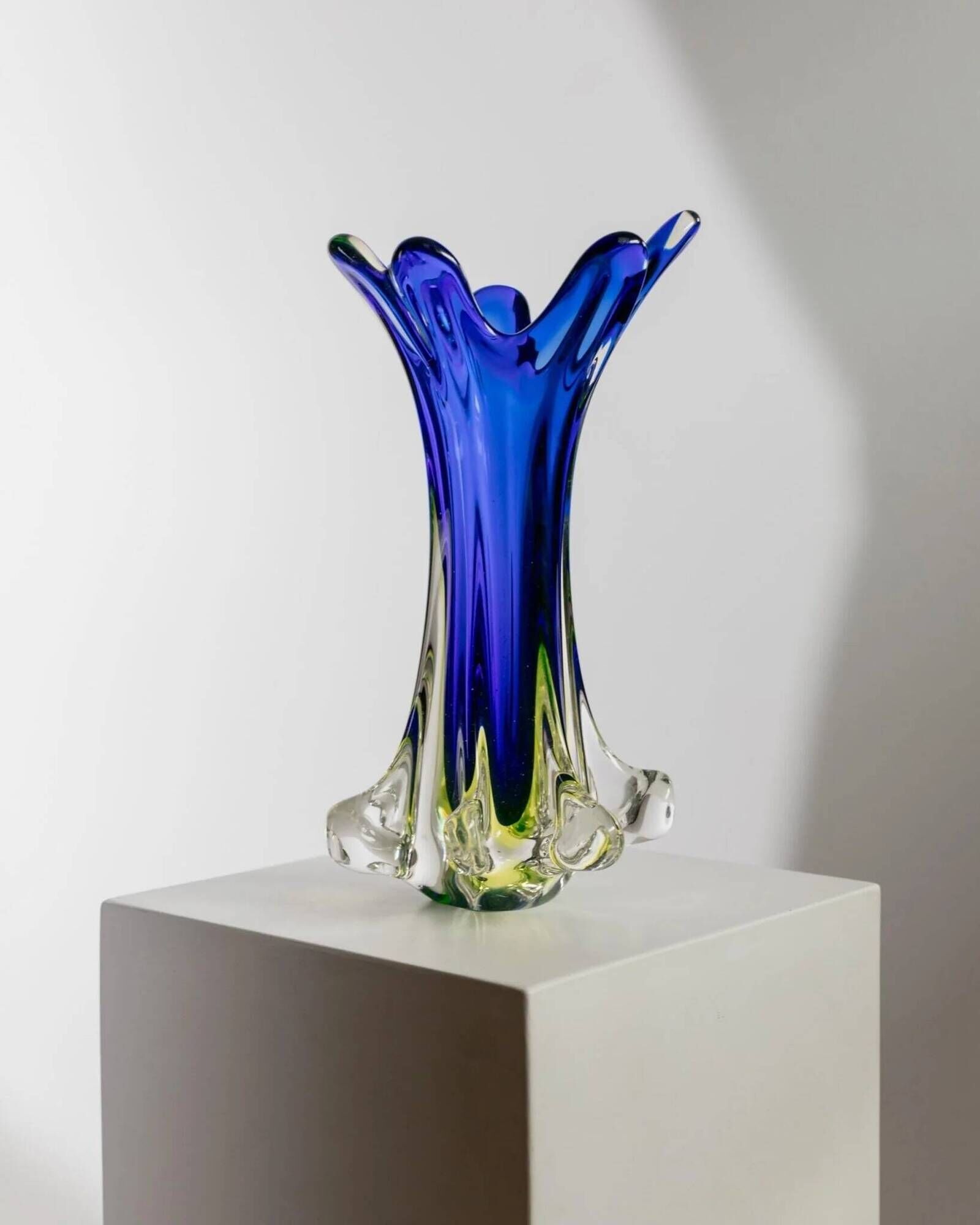XXL Vase Fratelli Toso - blue Murano glass, Italy, 1970s