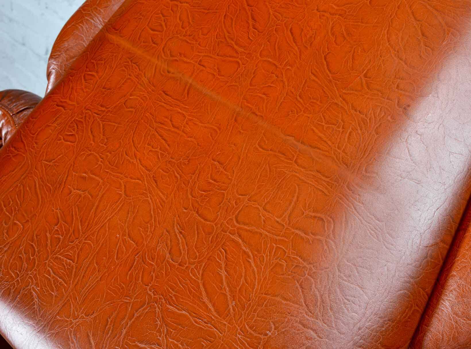 Brutalist Sculptured Brazilian Style Cognac Leather Lounge Chair, 1970s