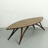 Mid century style curved american nut coffee table