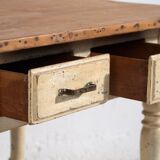 Table ancienne en bois massif blanc (France, vers 1900)