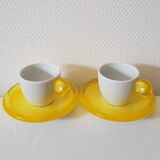 Set de 2 tasses à expresso jaunes Guzzini avec soucoupes