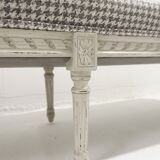 Louis XVI style wooden bench with carved rosettes