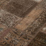 Handwoven oriental vintage 170 cm x 241 cm brown patchwork carpet